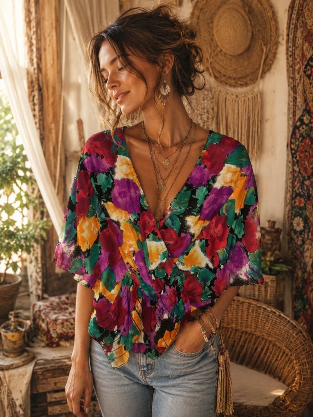 Vintage Carole Little Floral Blouse